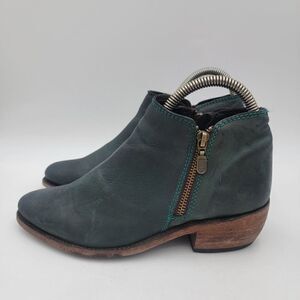 Liberty Black Booties Women's Size 7.5 Teal Leather Side Zipper Boots 711137